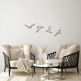 Wallity Birds - 486 Escultura de Pared de Metal Negra